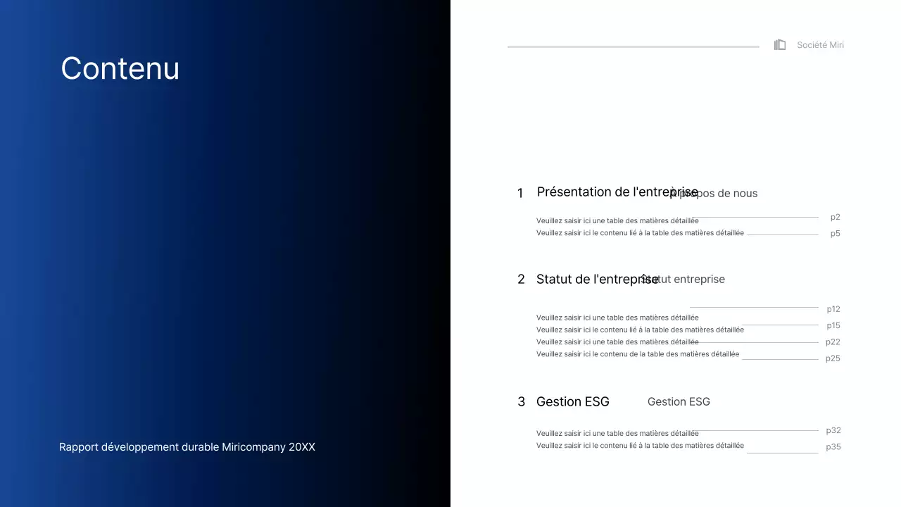 Présentation infographique d'entreprise simple avec des dégradés de bleu et de vert