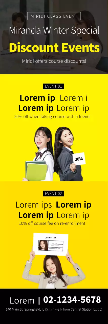 Promoção de evento escolar SATs amarelo e preto