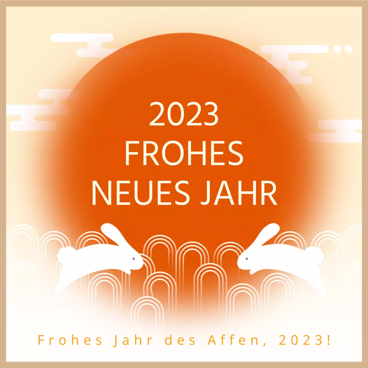 Orangefarbener Hase Neujahrsgrüße