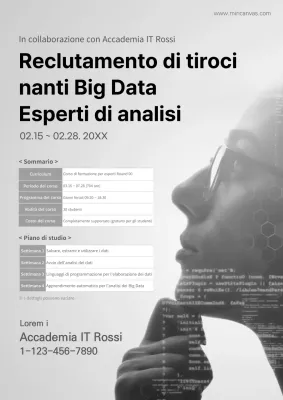Reclutamento di esperti per la formazione di professionisti dell'analisi dei big data con background grigio IT Academy