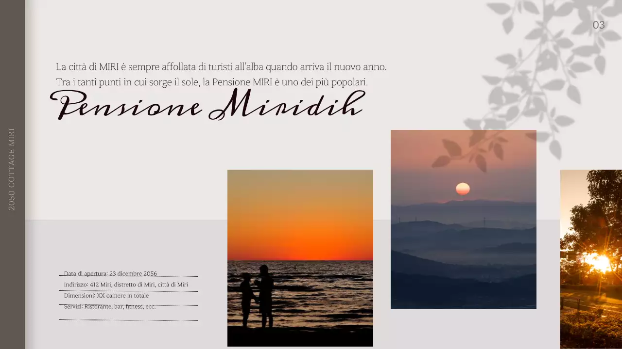 Vi presentiamo la Pensione Miridi nelle tranquille tonalità del grigio-beige.