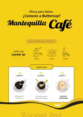 Un sencillo cartel amarillo para promocionar una receta de café con mantequilla