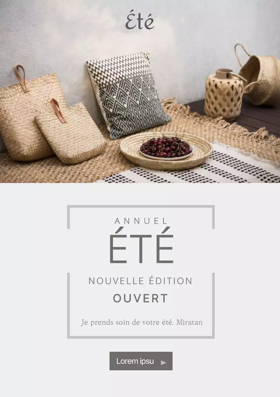 Accessoires d'intérieur d'été simples en gris Affiche web promotionnelle pour l'événementiel