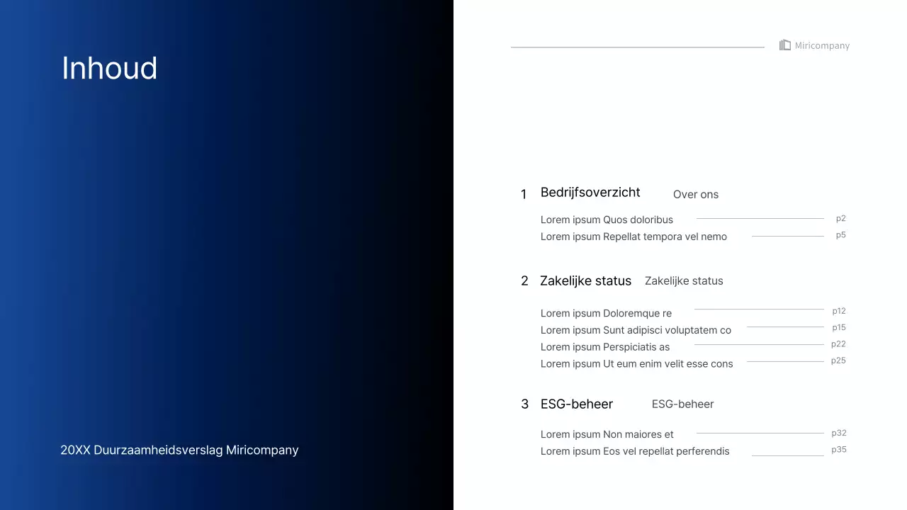 Eenvoudige zakelijke infografische presentatie met blauwe en groene kleurverlopen