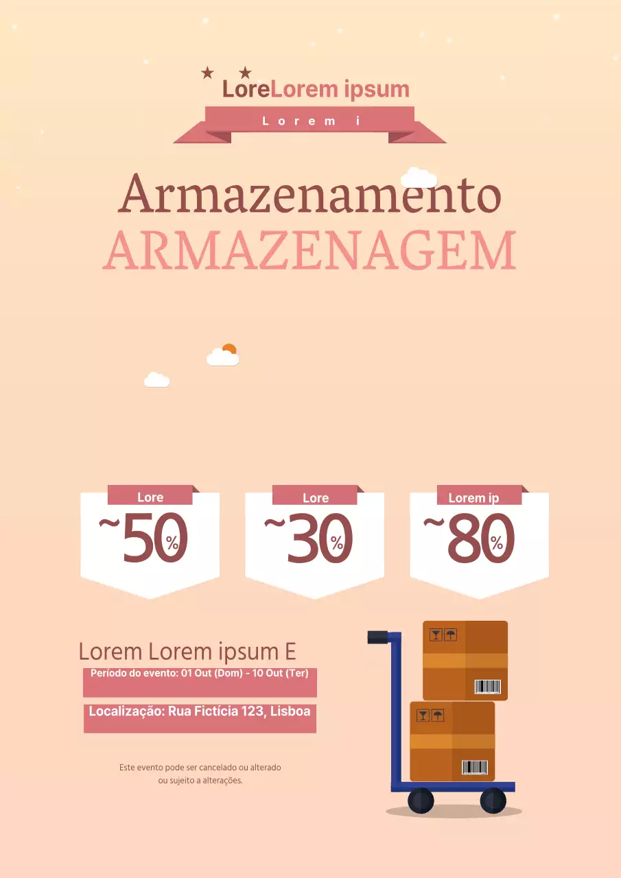 Promova o evento Great Mountain Sale com uma ilustração de uma caixa de encomendas cor-de-rosa