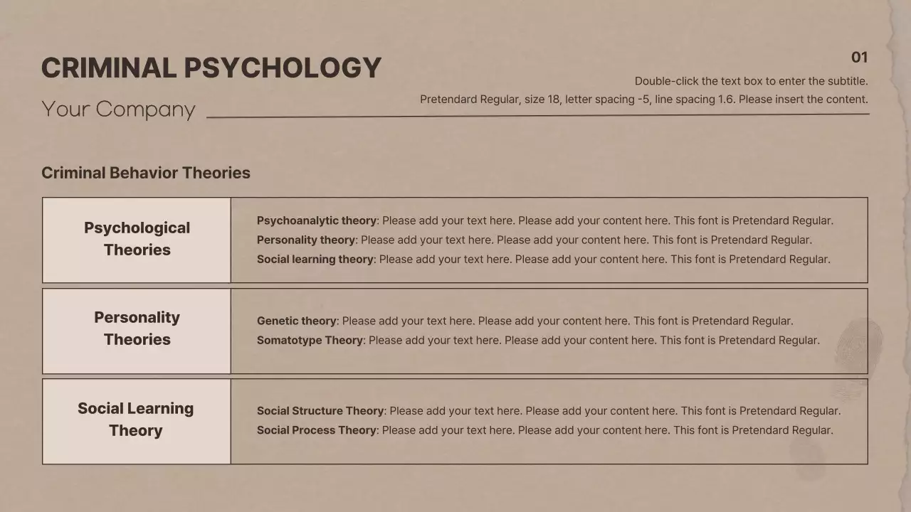 Brown paper-themed criminal psychology research presentations