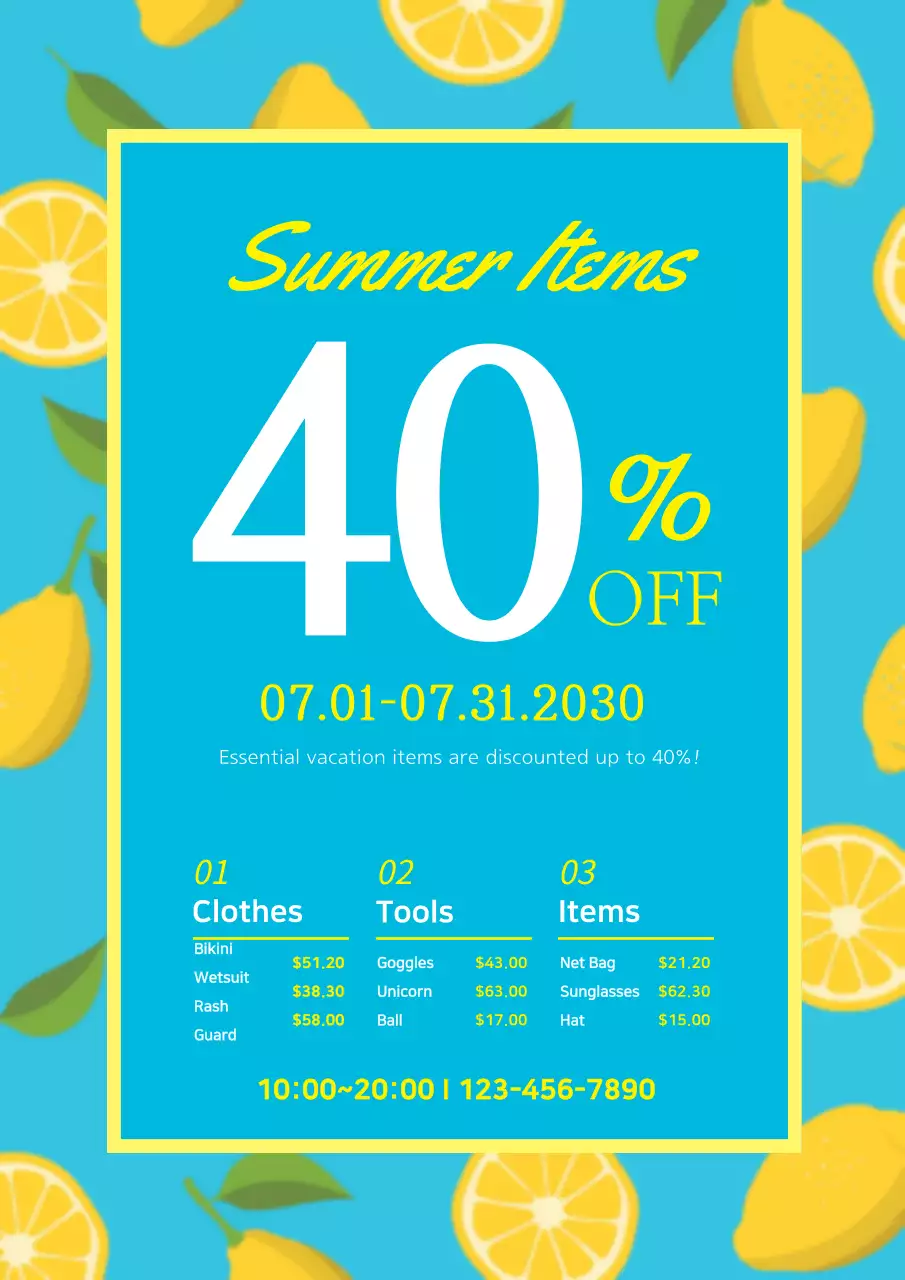 Blue Trendy Summer Sale Promotion Poster