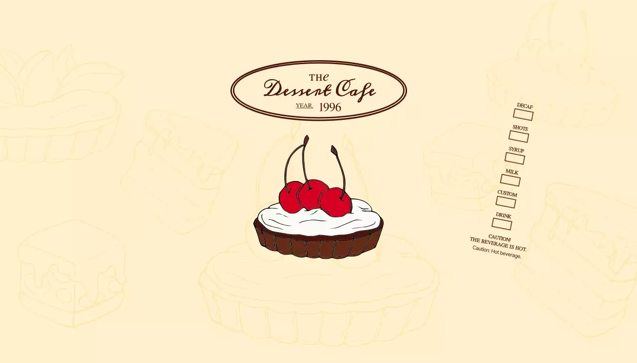 Promote and inform cafes with an emotional logo in reddish brown and pale yellow.