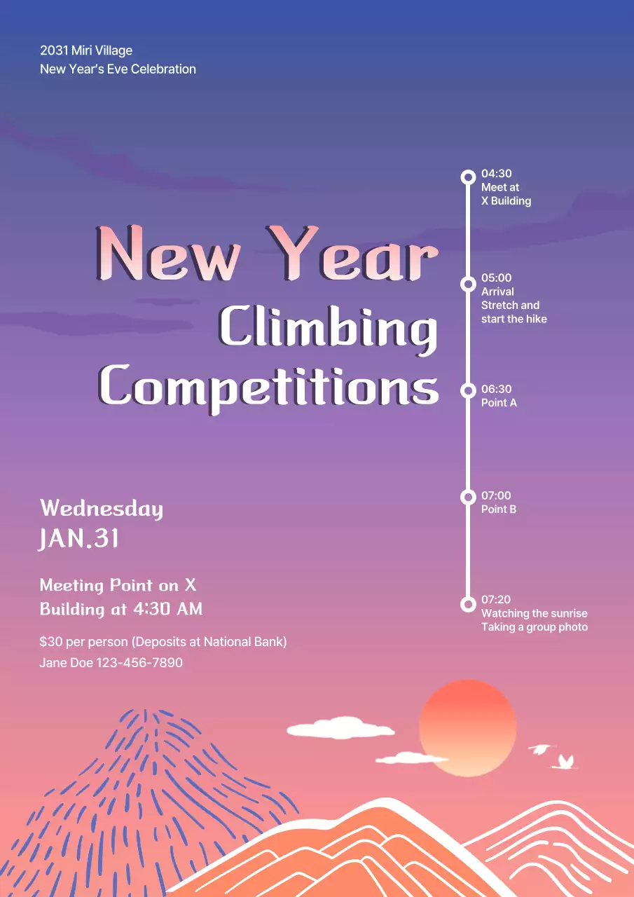 Purple Retro Climbing Event Poster