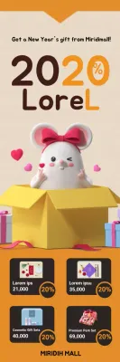 Banner promocional de ano novo fofo bege