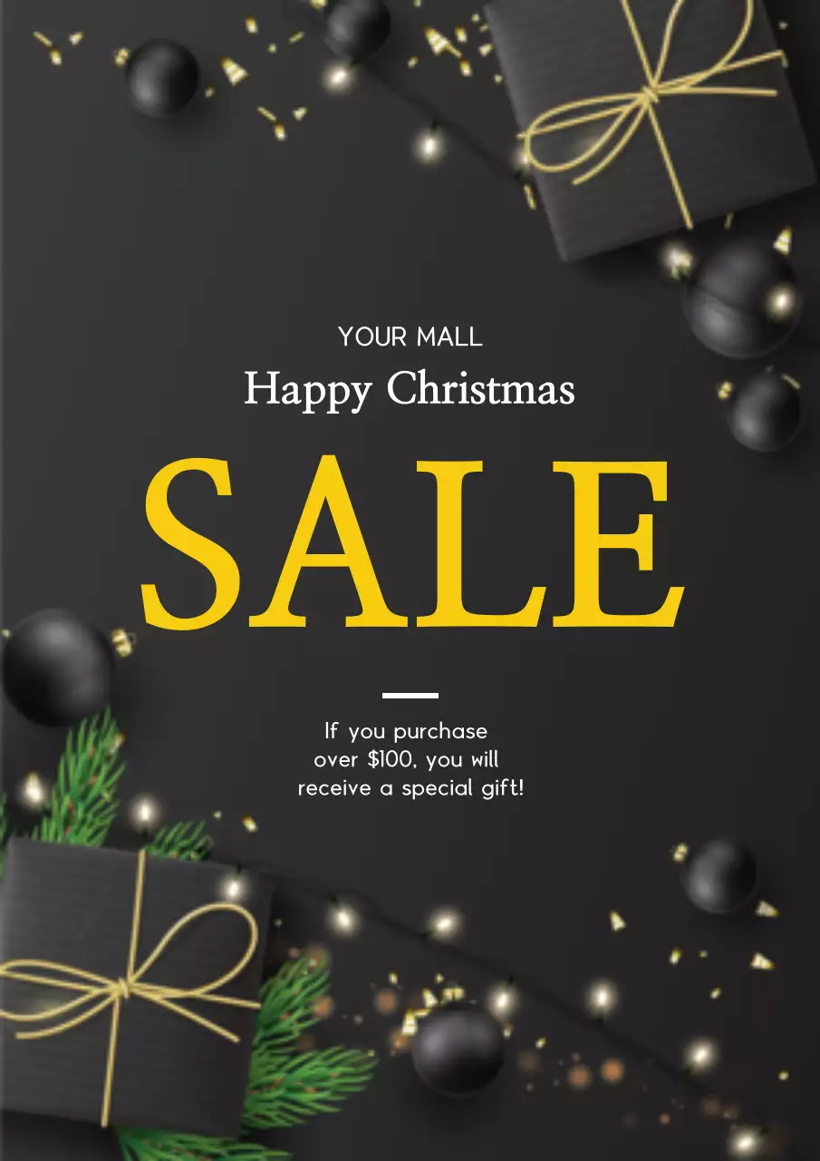 Black Modern Christmas Sale Promotion Poster