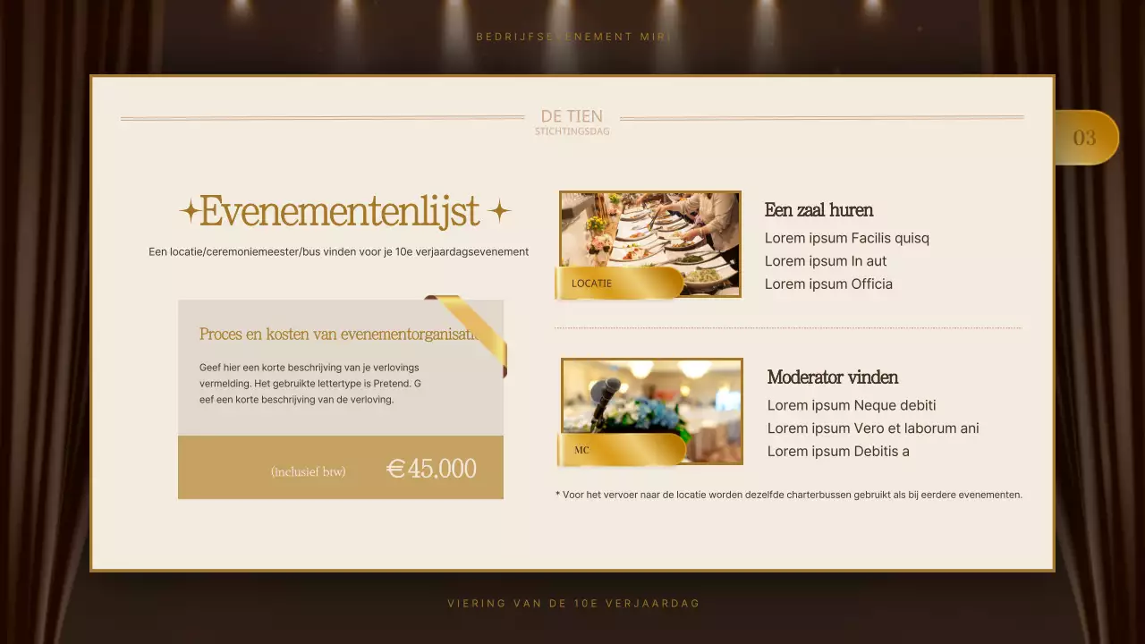 Plan voor de viering van de verjaardag van Brown