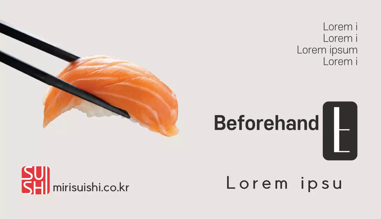Kartu Nama Menu Sushi Bersih Beige