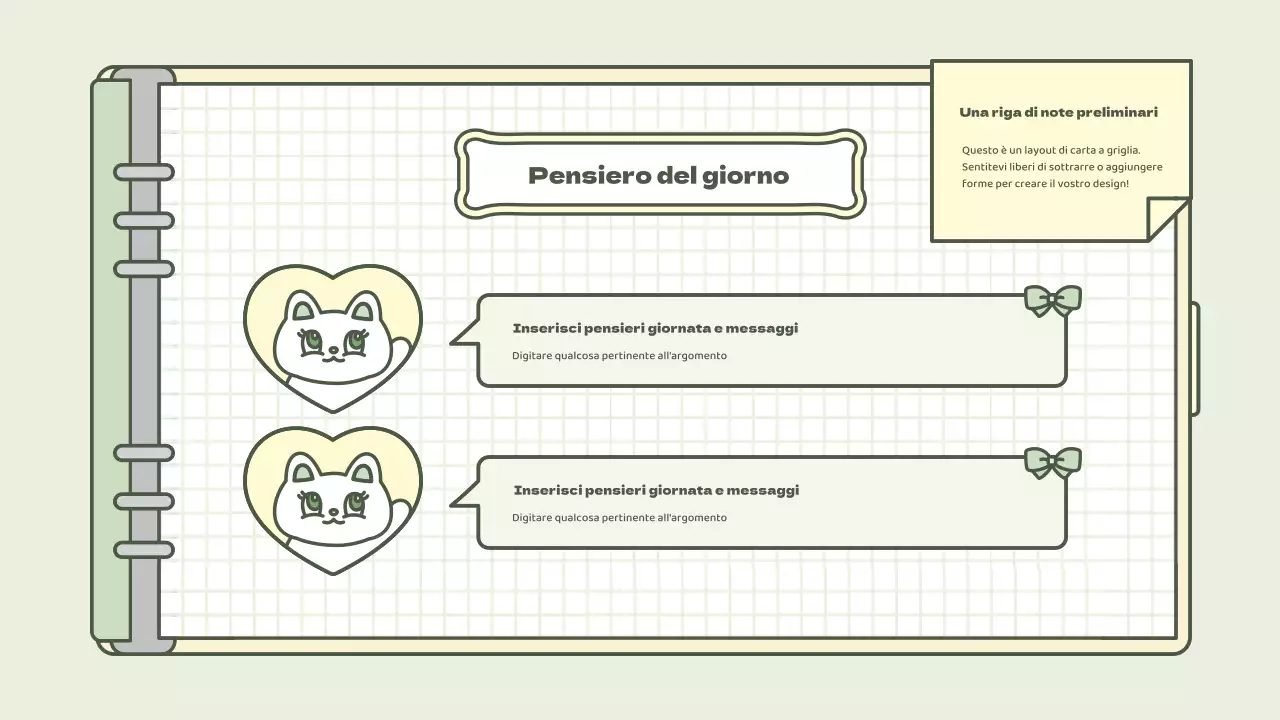 Simpatico kit di presentazione del concetto di agenda in azzurro e verde