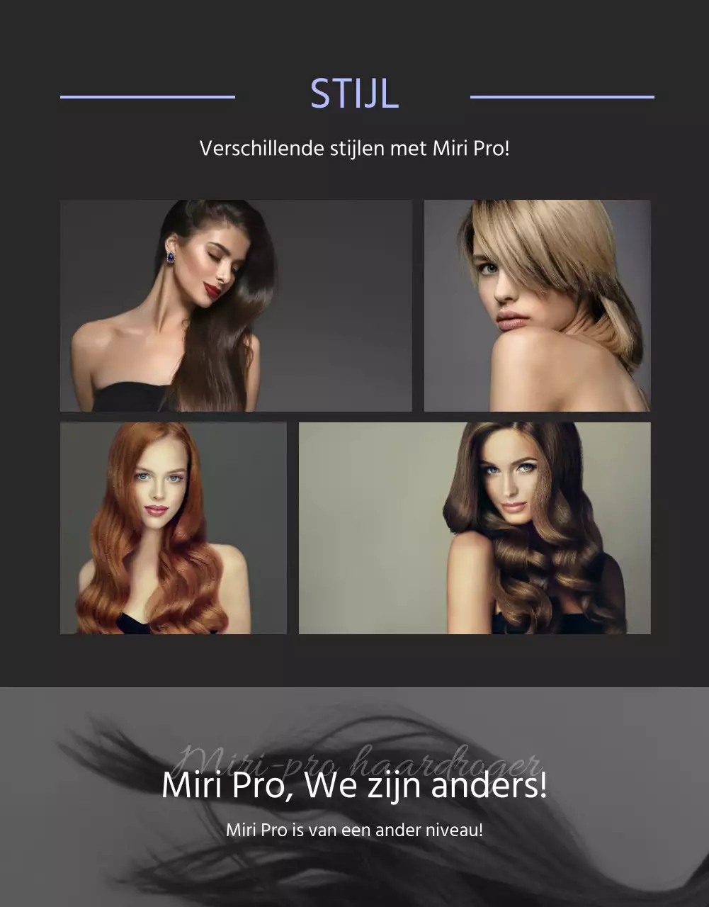 Zwart-paarse haardroger met een strak concept