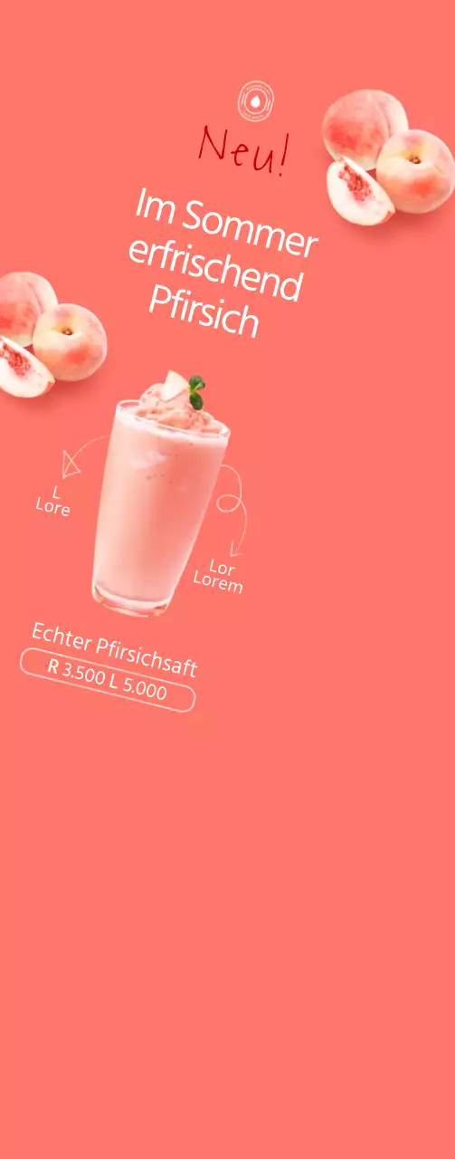 Schlichter Stil in Rosa und Weiß zur Bewerbung des Sommermenüs