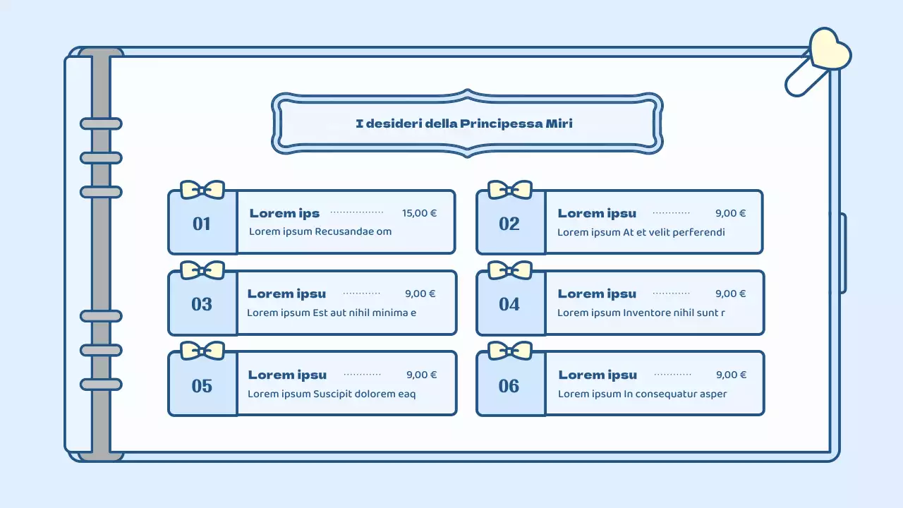 Simpatico kit di presentazione del concetto di agenda in azzurro e verde