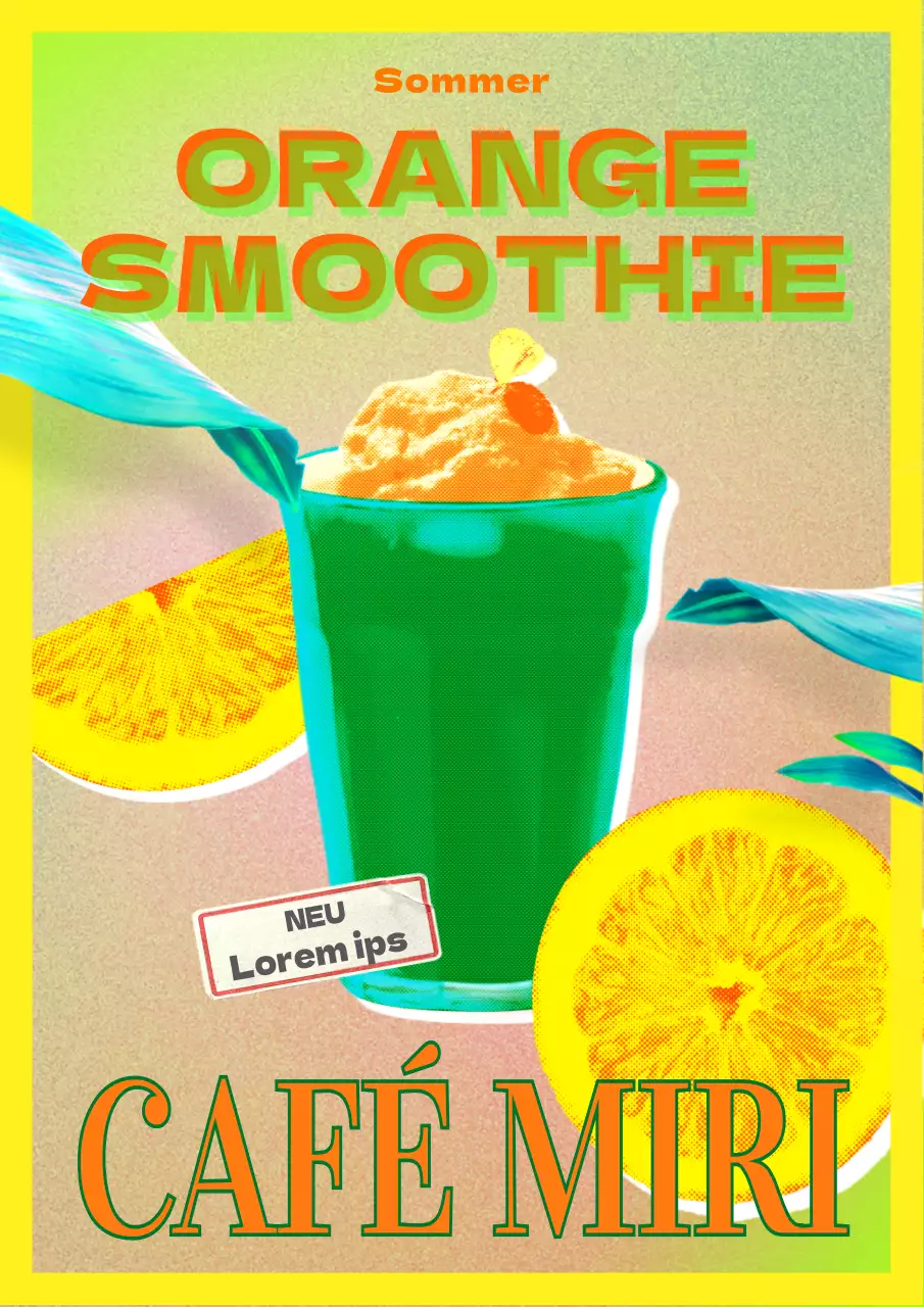 Werbung für eine neue Sommergetränkekarte mit einem Pop-Art-Konzept in einem schicken Café