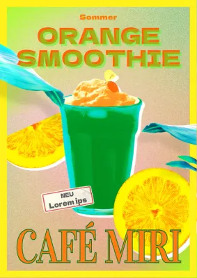 Werbung für eine neue Sommergetränkekarte mit einem Pop-Art-Konzept in einem schicken Café