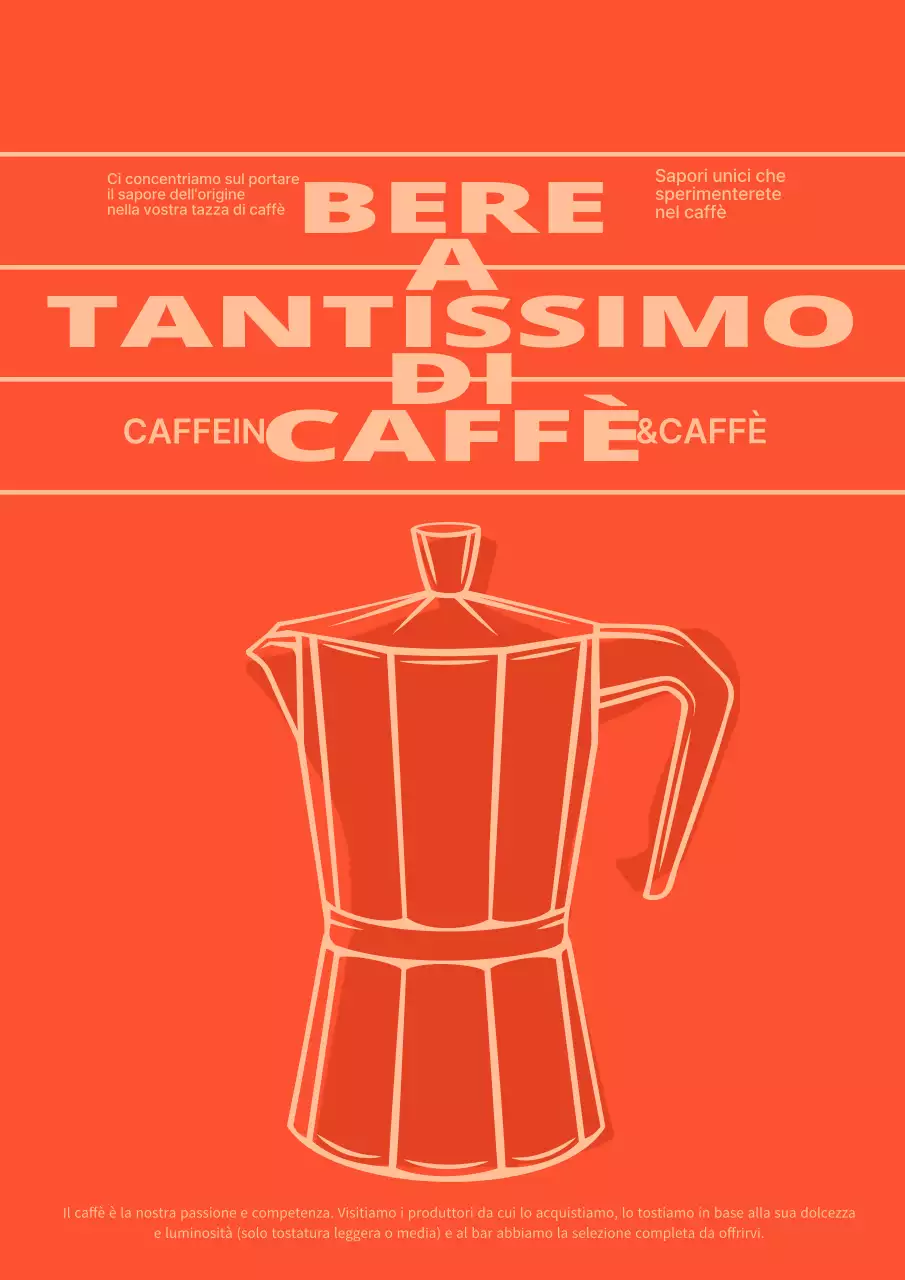 Poster della vetrina del caffè in rosso e corallo