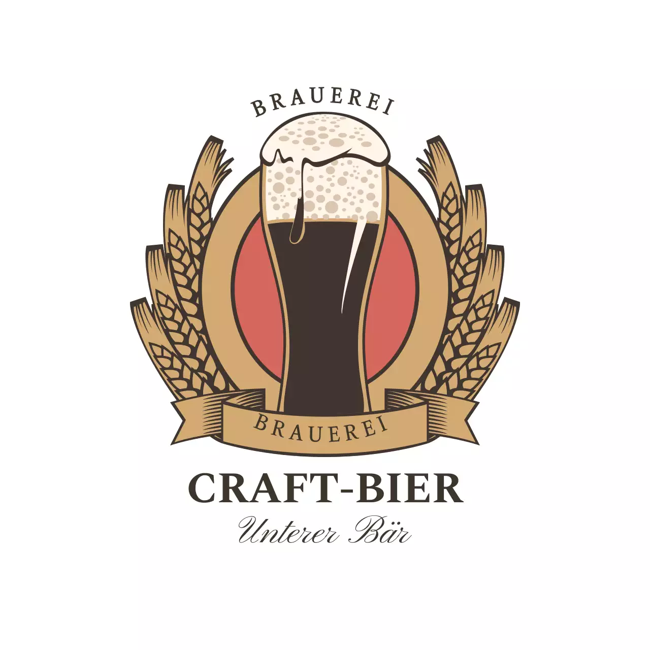 Einfacher illustrierter Bierdeckel im Vintage-Stil