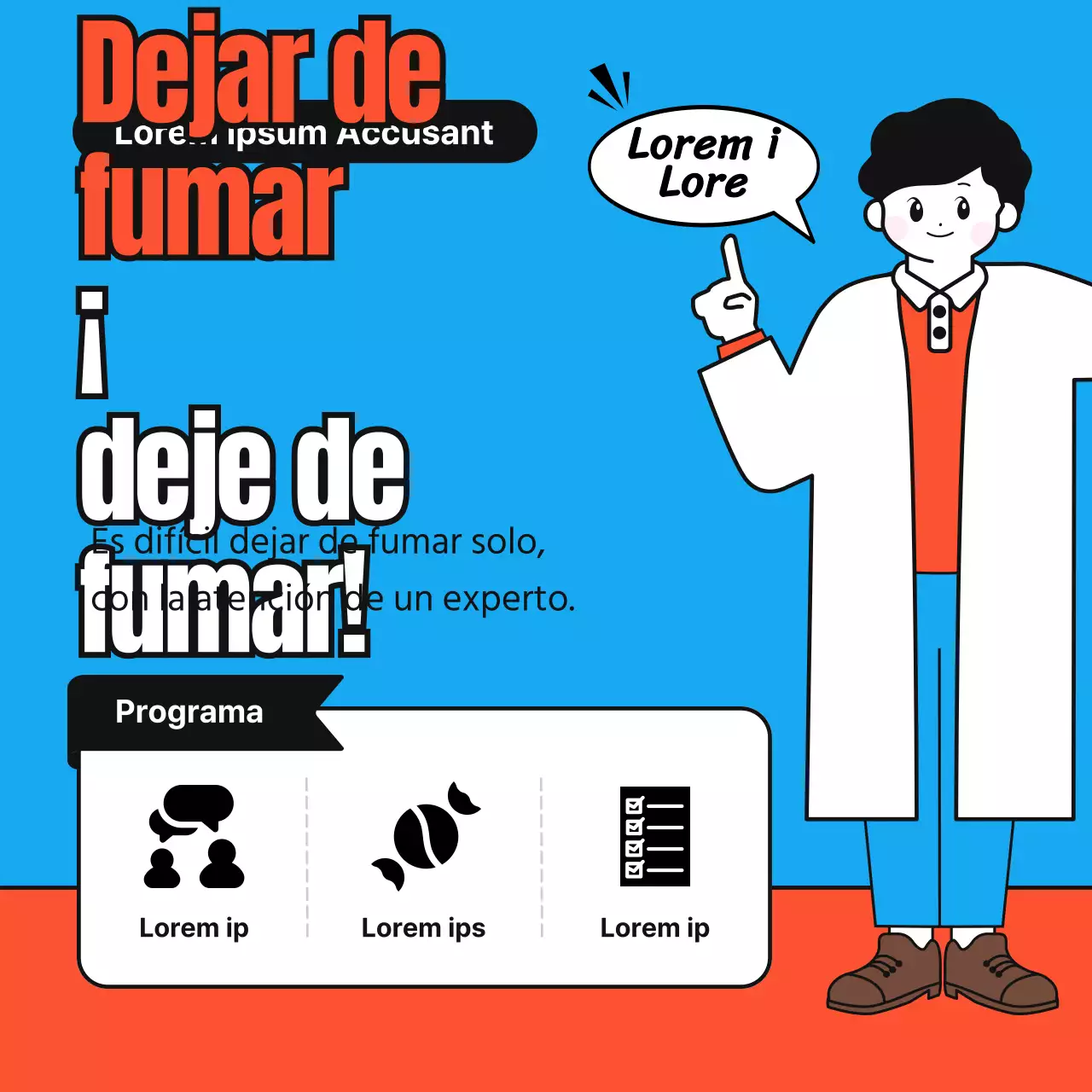 Sencillas y simpáticas ilustraciones en rojo, azul y gris sobre cómo dejar de fumar