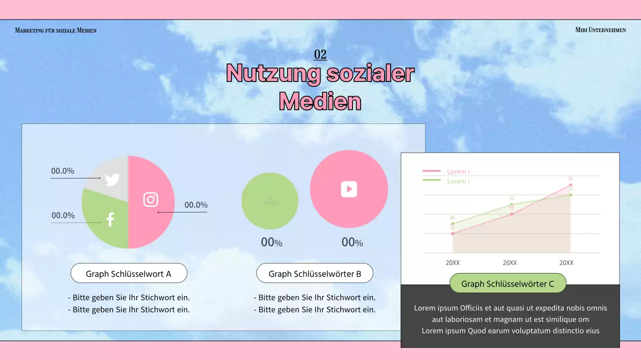 Kitschige Social-Media-Marketing-Branchentrends mit hellblauem Hintergrund