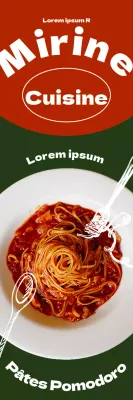 Promouvoir le nouveau menu avec un concept intuitif en utilisant un fond et une police de caractères rouges et verts.