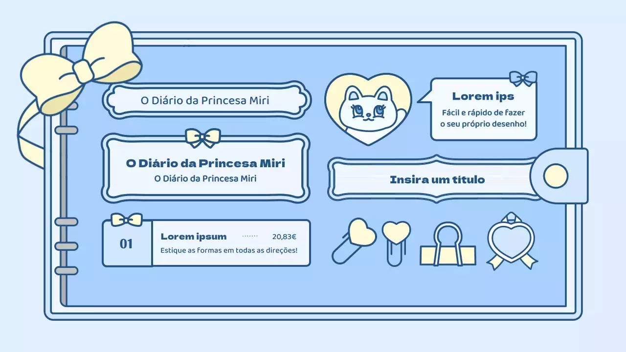 Kit de apresentação com um conceito de agenda giro em azul claro e verde