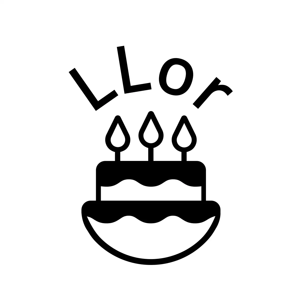 Feliz aniversário com uma ilustração simples de um bolo preto