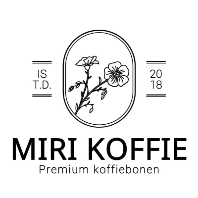 Emotionele botanische illustratie logo stijl cafe in zwart