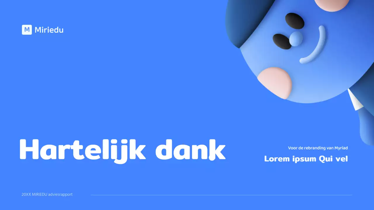 Een blauw driedimensionaal karakter met een strak concept voor een adviesrapport.