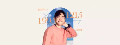 Sentimental concept in orange and light blue for celebrity birthday merchandise
