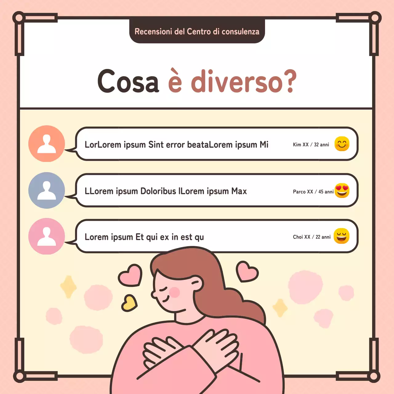 Illustrazione rosa pastello per la promozione di un centro di consulenza psicologica