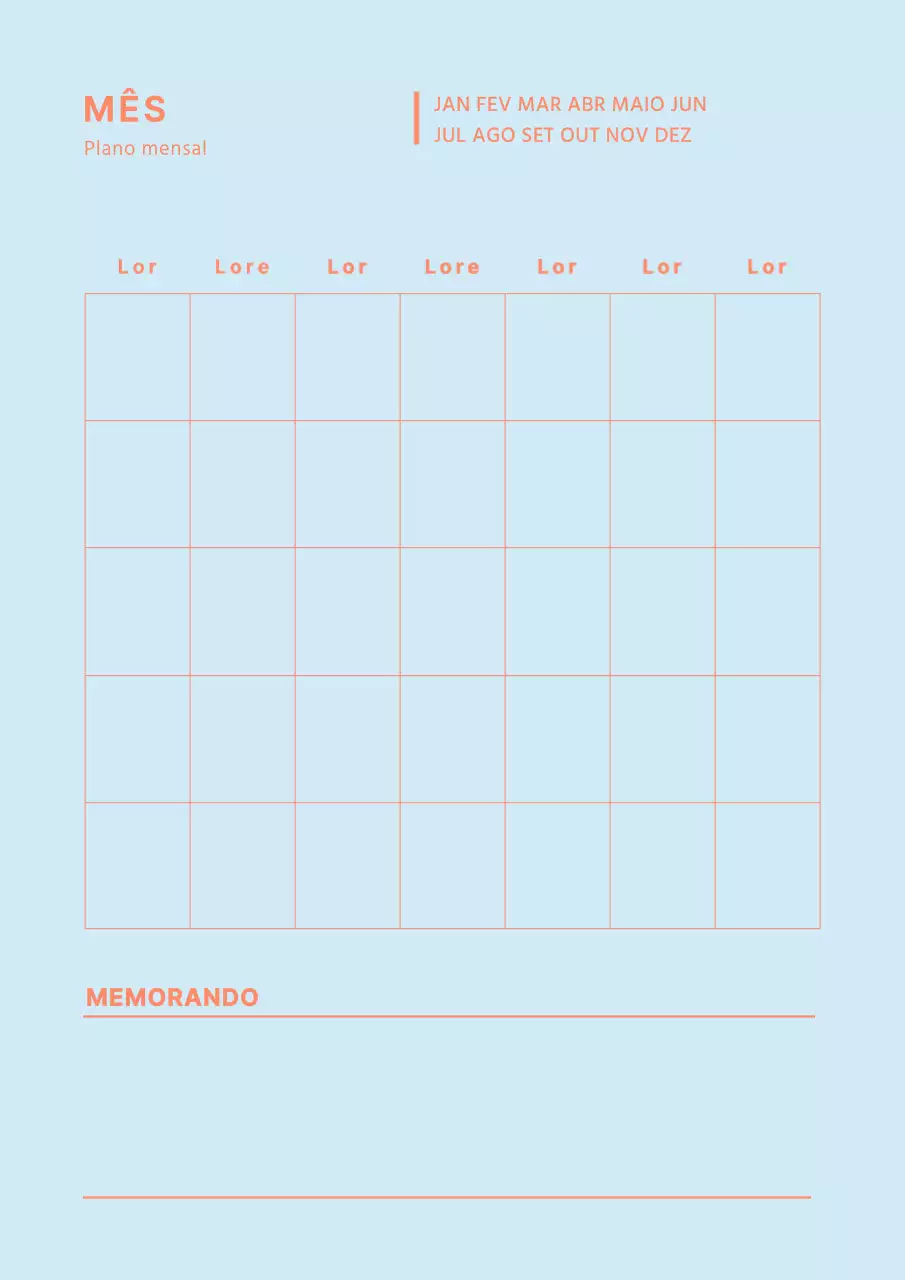 Line Munsley planner em azul claro e laranja