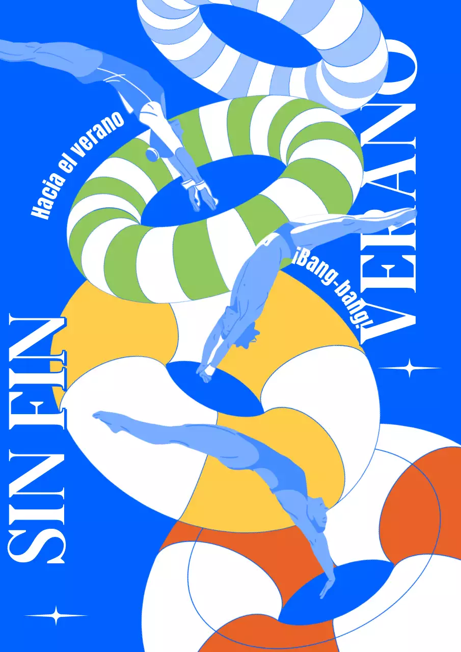 Fresca ilustración de verano con fondo azul