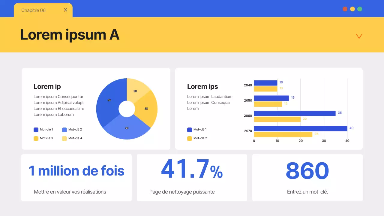 Un simple papier à en-tête bleu et jaune