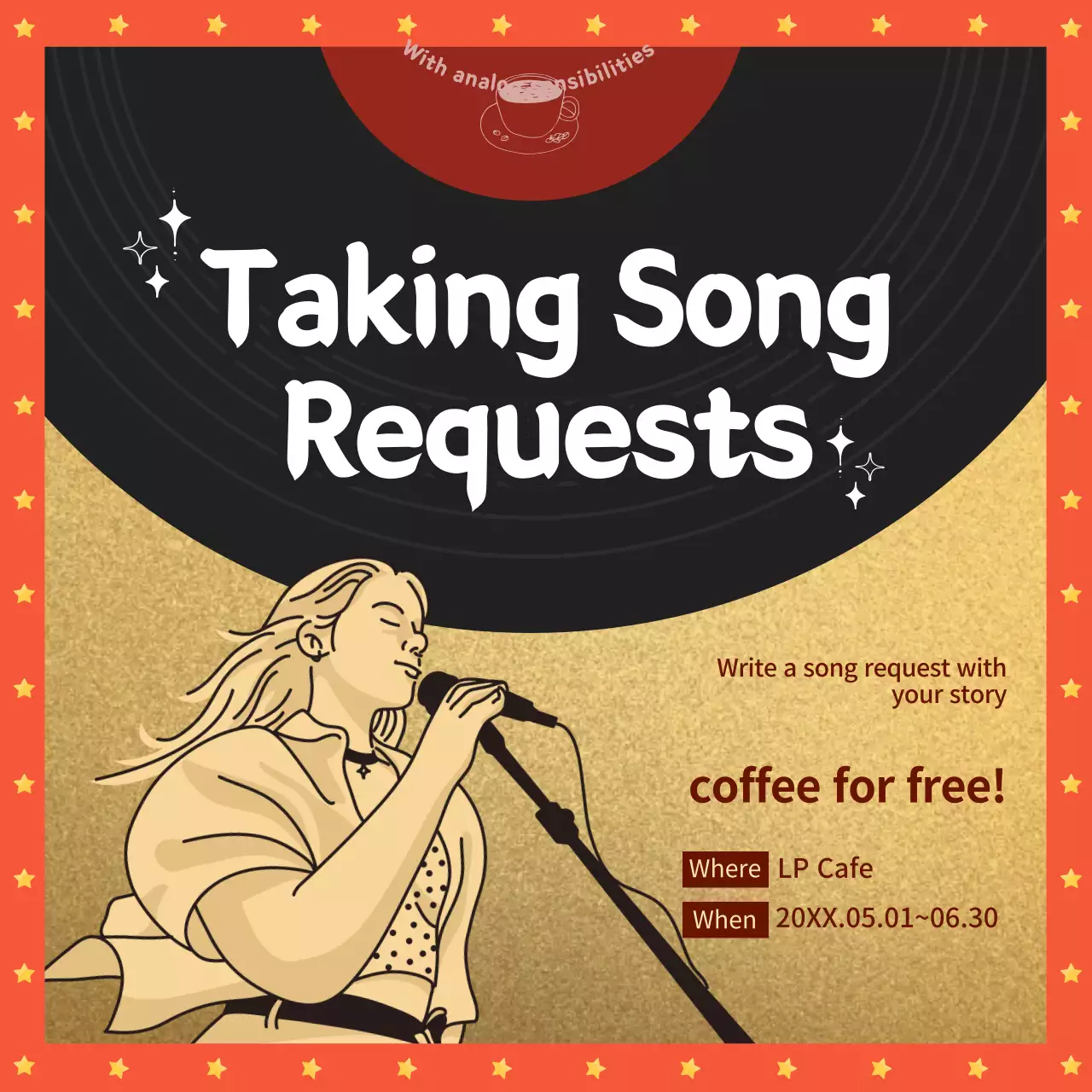 Orange Retro Song Promotion Instagram Post