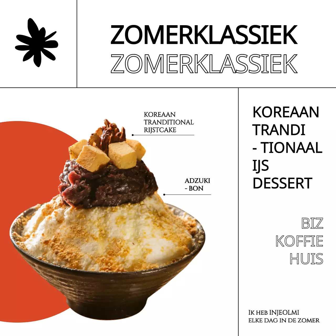 Het zwart-rode zomerse schaafijscafé-menu