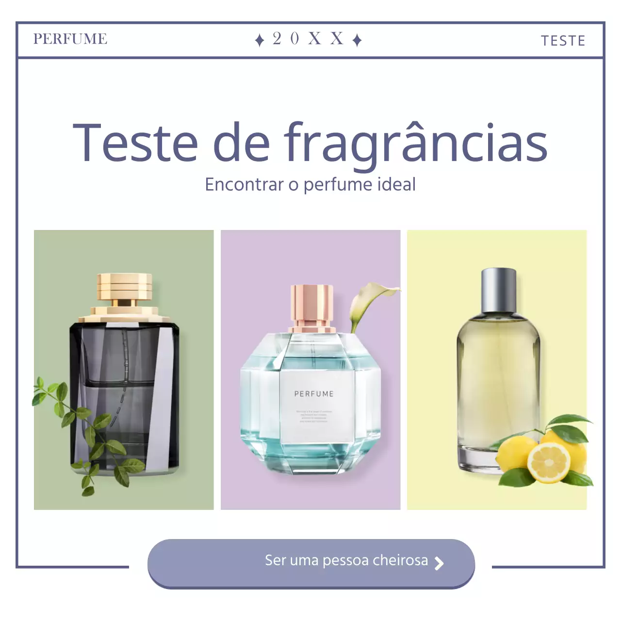 Cartão de teste de perfume simples e personalizadoNews design