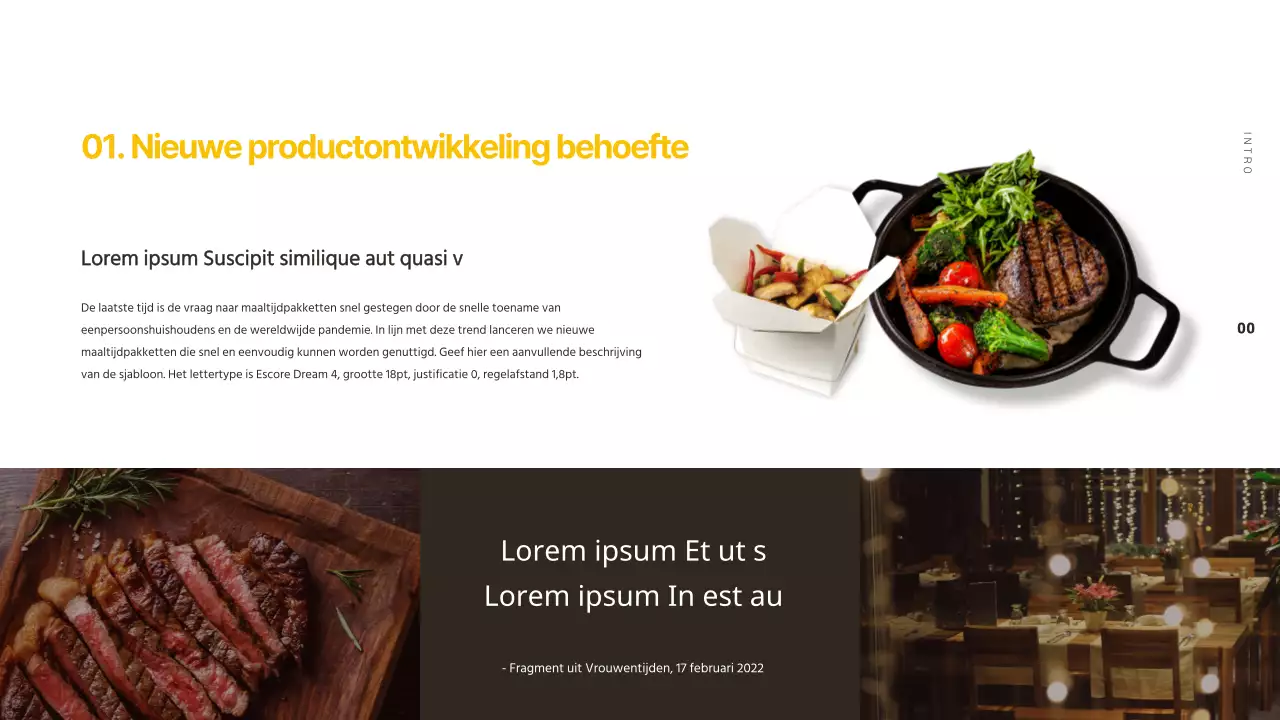 Een voorstel presenteren om een geel en bruin nieuw product te promoten