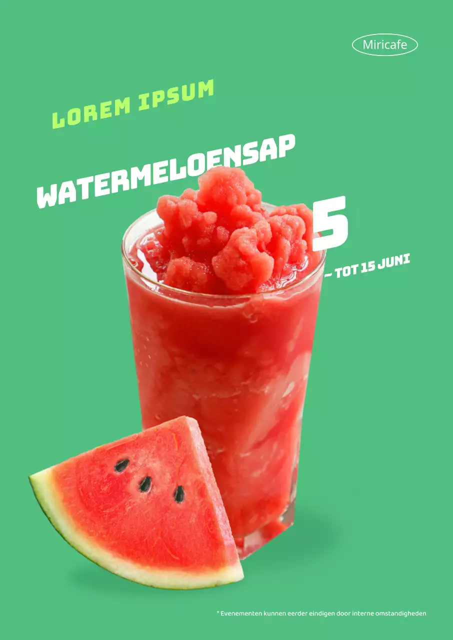 Een schoon zomermenu voor cafés met een groene achtergrond