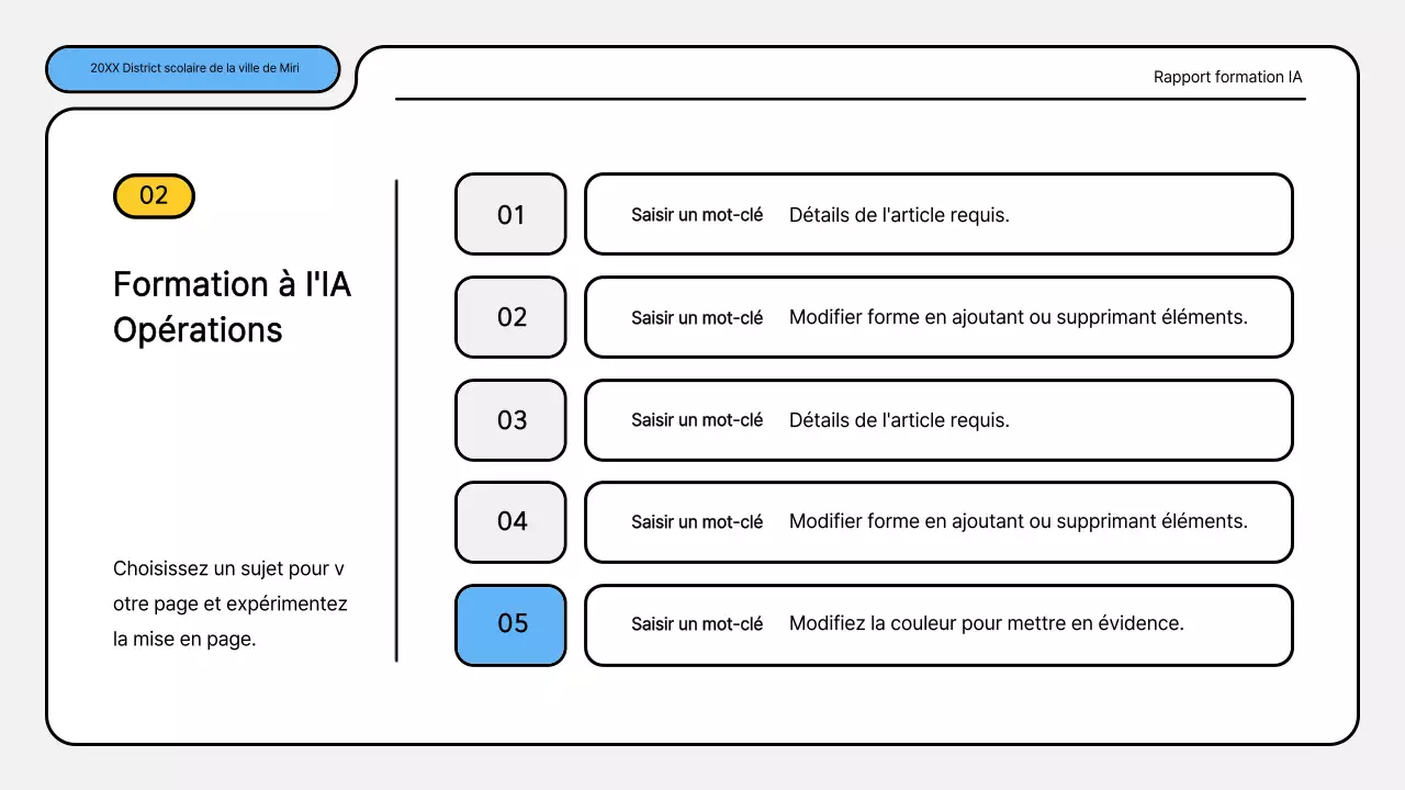 Kit de présentation des rapports de formation bleu et jaune