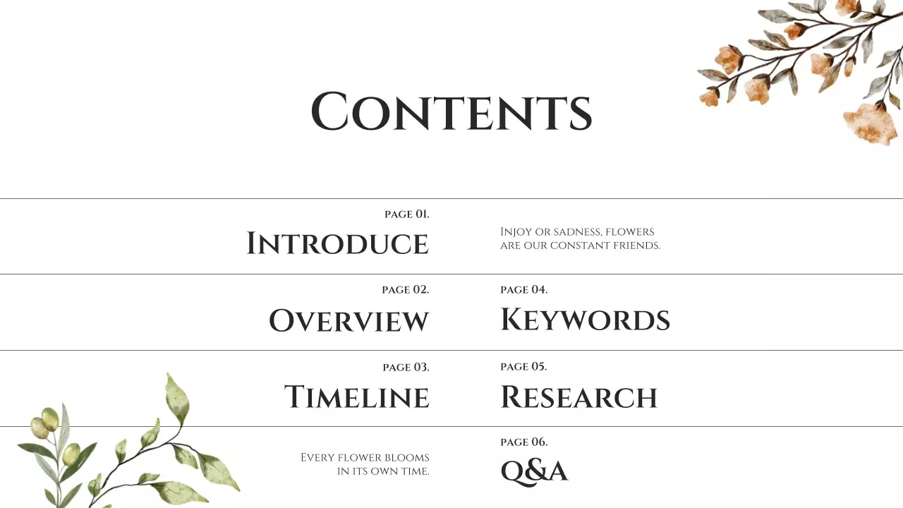 Beige Floral Flower Presentation