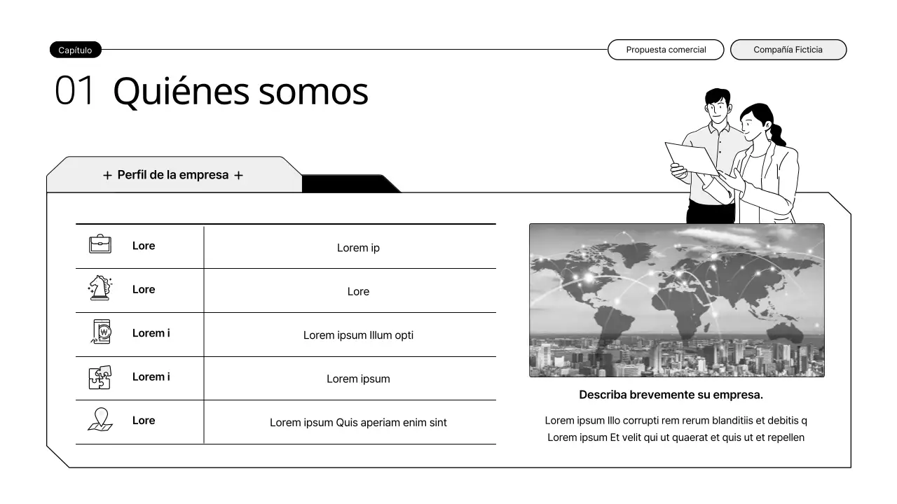 Una propuesta sencilla y escalable con ilustraciones en blanco y negro