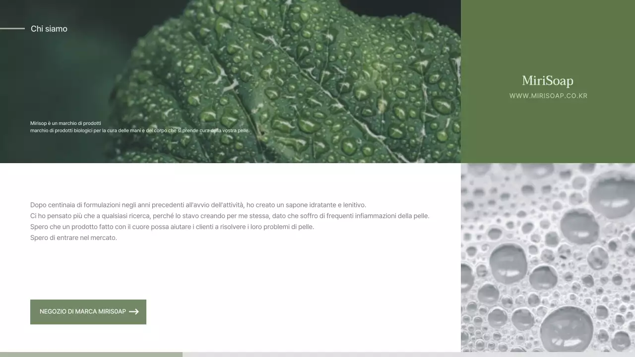 Proposta di iscrizione per un sapone di concetto naturalistico verde e beige