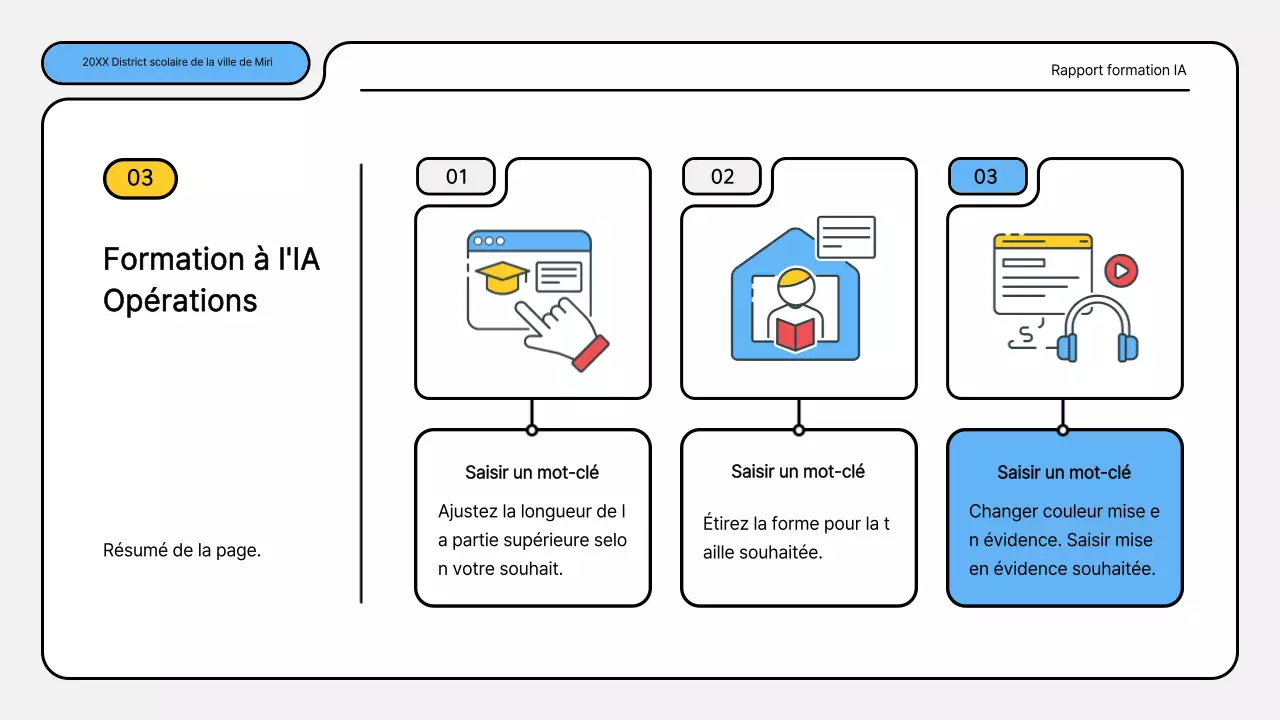 Kit de présentation des rapports de formation bleu et jaune