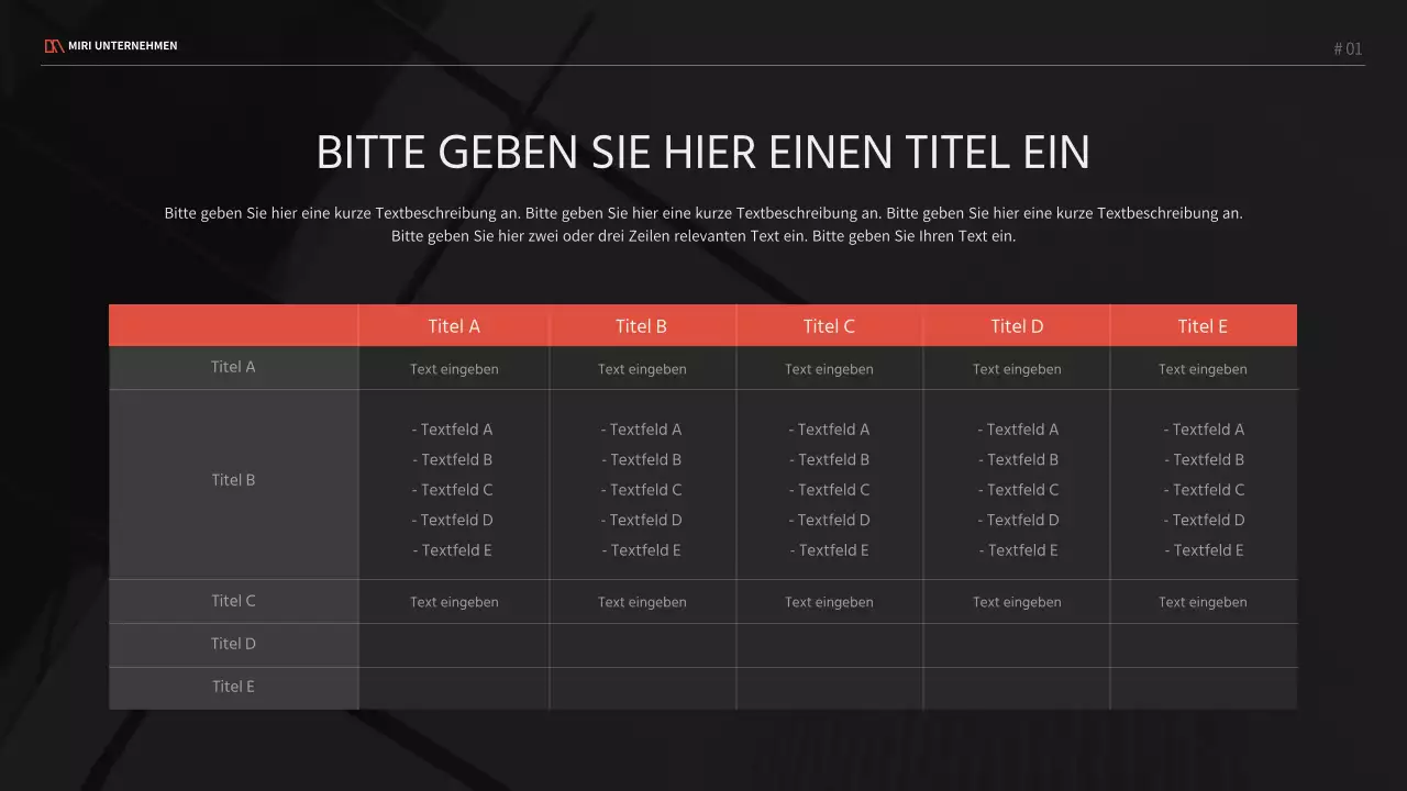 Ein modernes Geschäftsprojekt in Rot und Schwarz