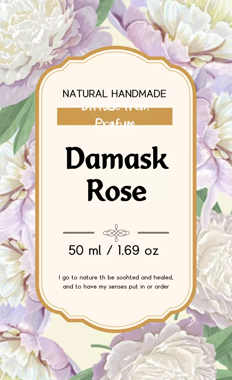 Label parfum antik dengan ilustrasi kuning