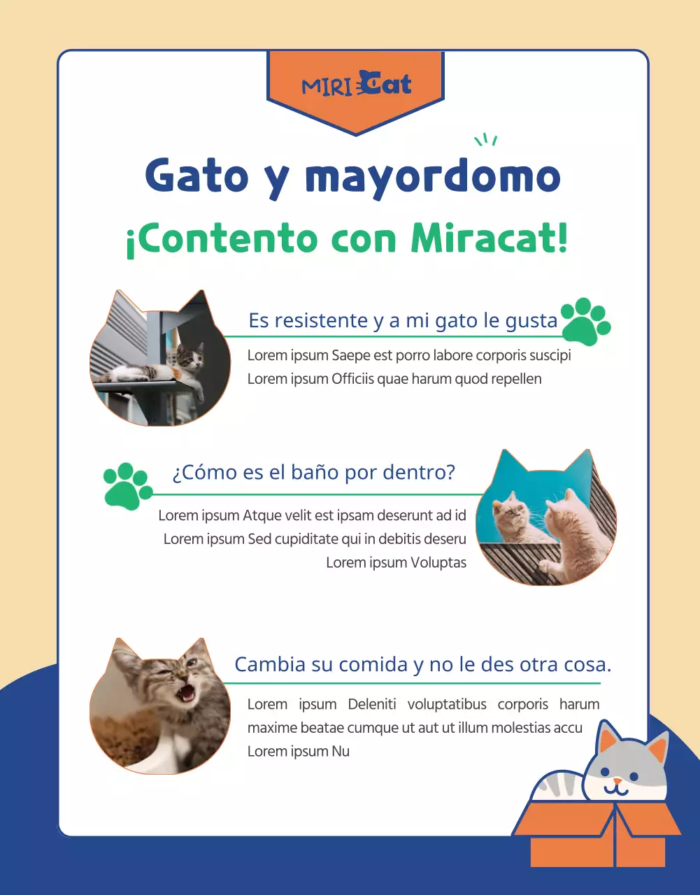 Un todo en uno en artículos para gatos de color verde y azul marino